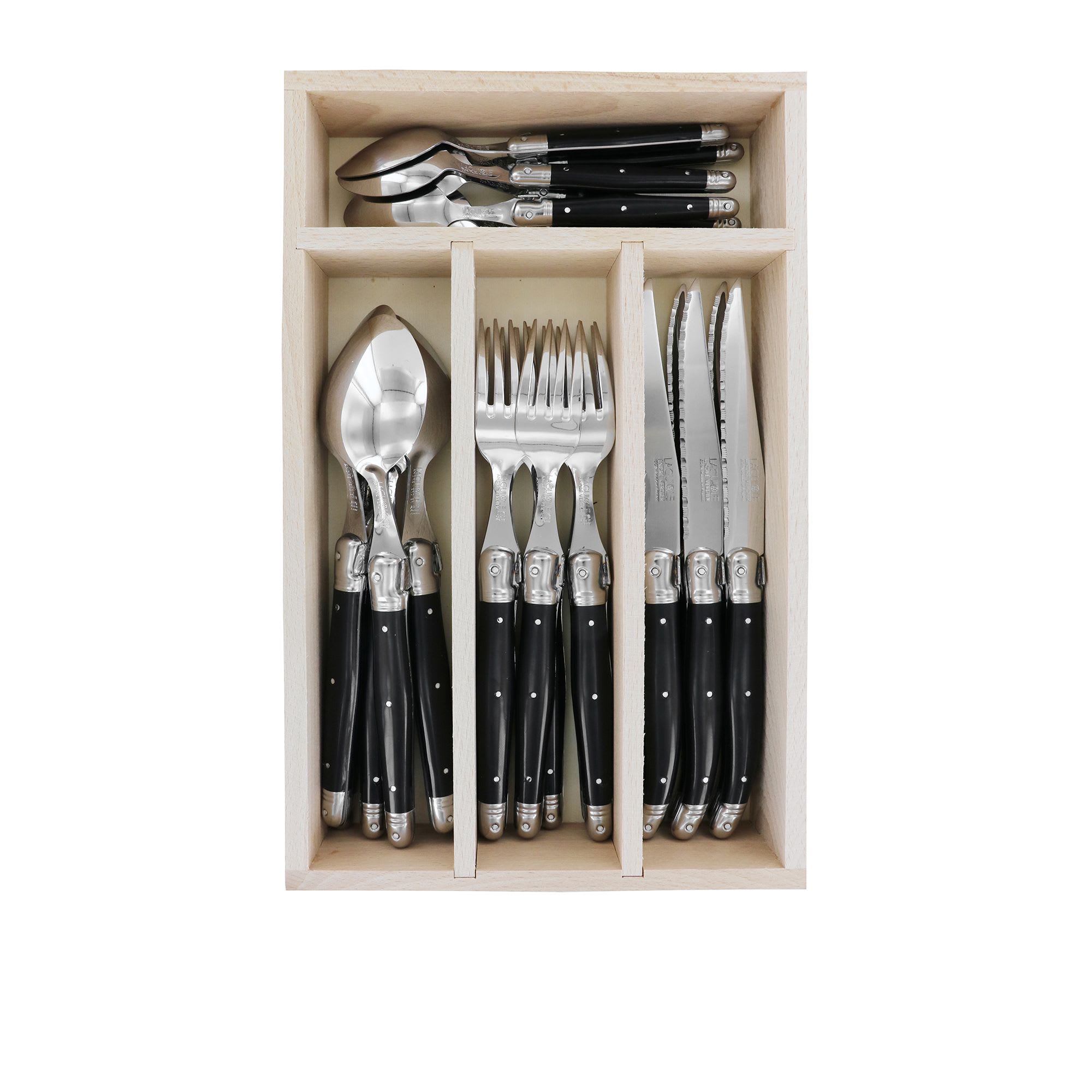 Laguiole by Andre Verdier Debutant Cutlery Set 24pc Black